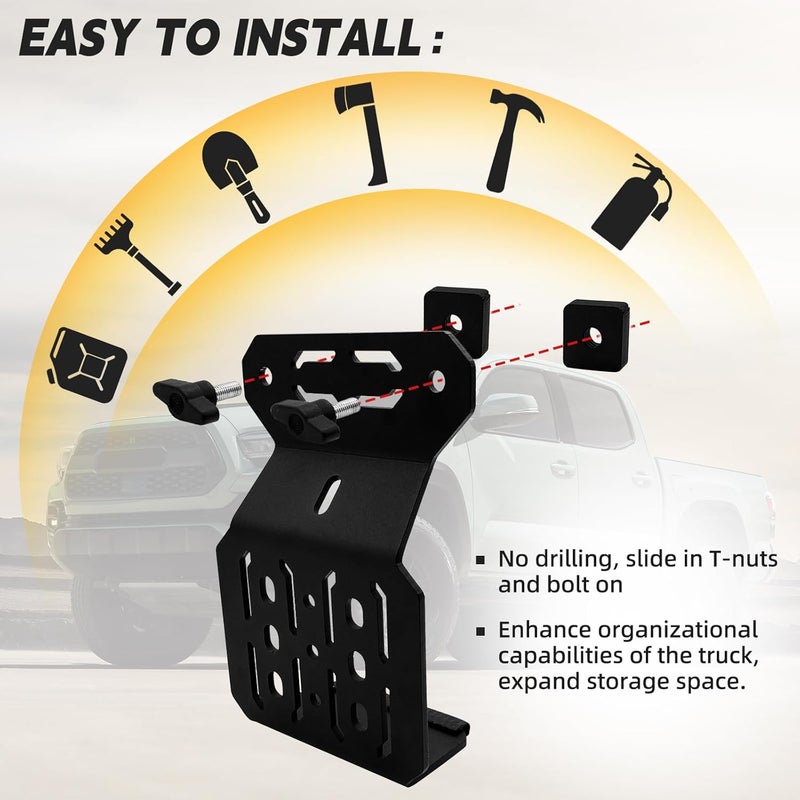 TENGBASE Bed Rail Brackets, Truck Bed Accessories are Compatible with Tacoma, Bed Rail Module Systems for Shovels, Axes, Recovery Plates, Fuel Tanks and Other Accessories - Image 3